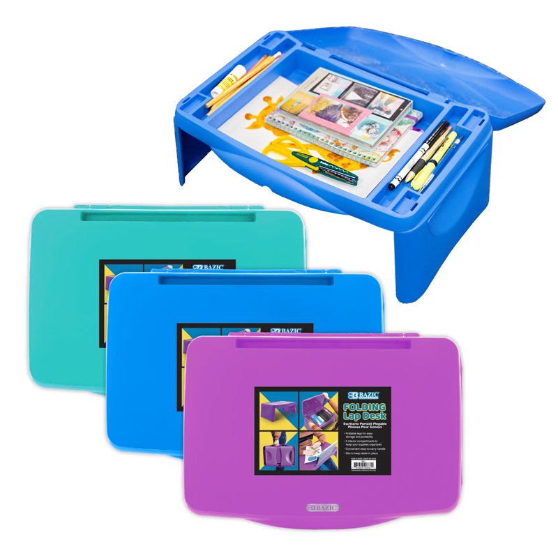 Foldable Lap Desk with Storage - Travel, Study, Activity, 3-Pack