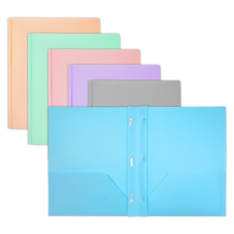 Pastel Poly 2-Pocket Folder with Prongs, 48-Pack - 8.5 x 11