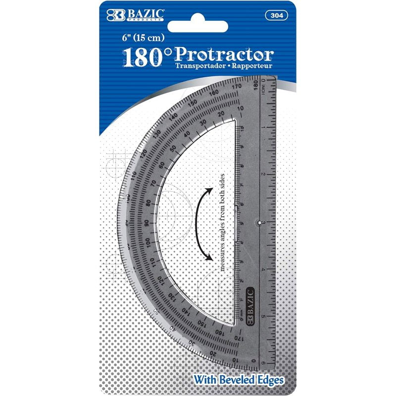 Semicircular 6-Inch Protractor for Geometry, Drawing & Measuring