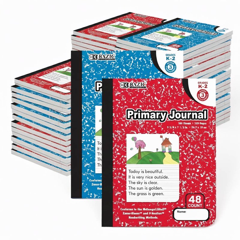 Primary Composition Notebook Marble Cover 100 Sheets for Grades K-2 - 48 Pack