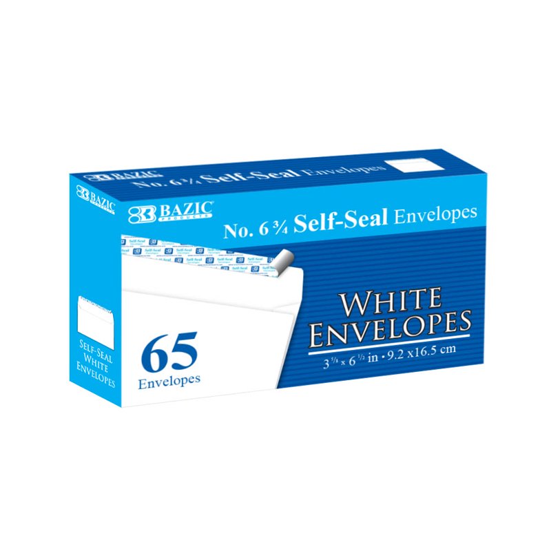 Self Seal White Envelopes 3 5/8 x 6 1/2 Inch 65-Count Mailing Envelopes