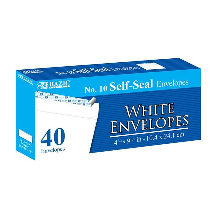Self Seal White Envelopes Pack of 40 - #10 Mailing Envelopes for Business & Office Use