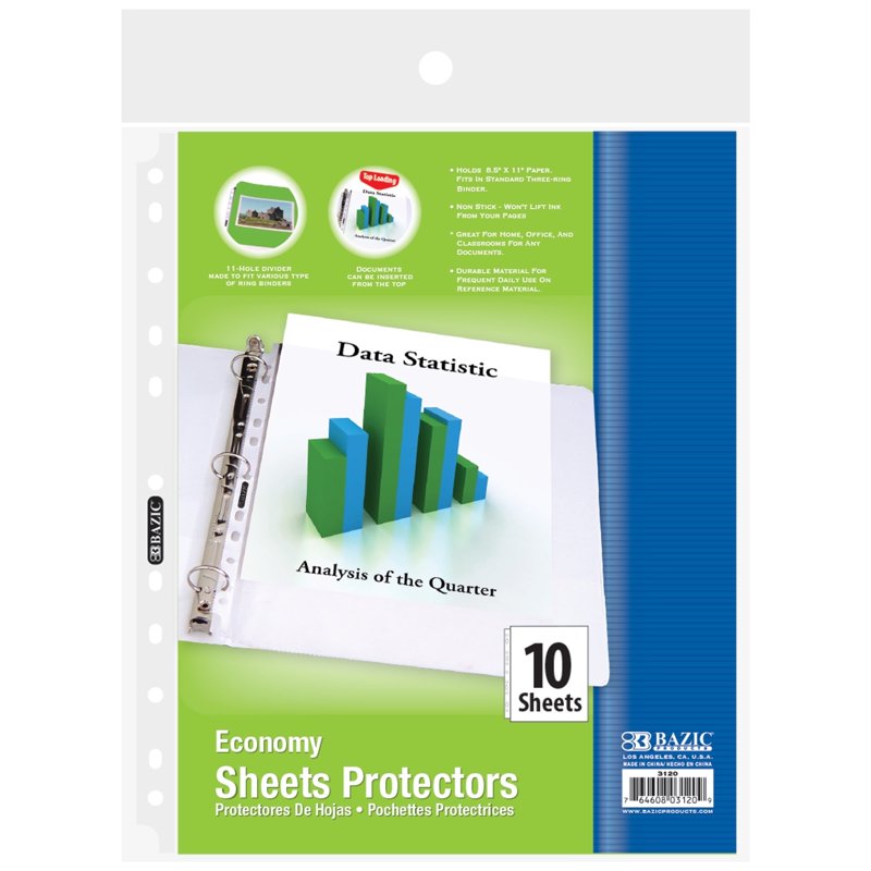 Sheet Protectors for Binders - Top-Load, Letter Size, Clear, 10 Pack