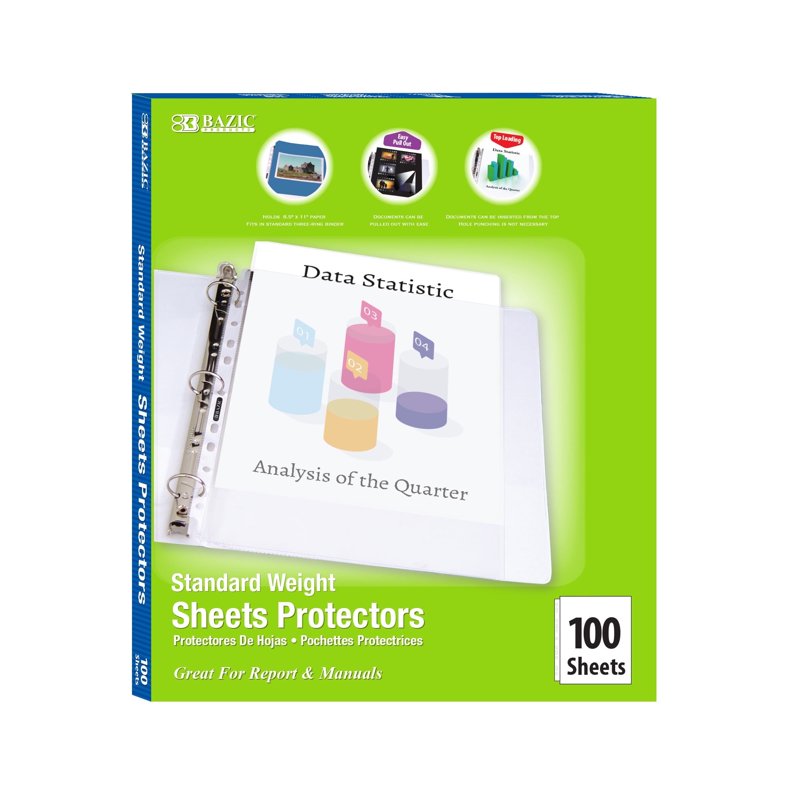 Standard Weight Top Loading Sheet Protectors - 100 Pack