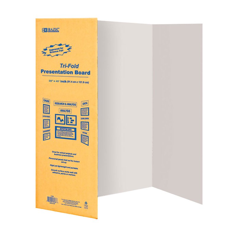 White Tri-Fold Presentation Board 28x40 Inches - 30 Pack
