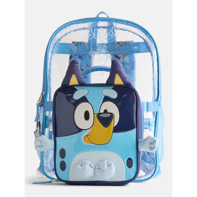 Unisex Clear Backpack Set with Lunch Bag & Keychain - Bluey, Strawberry Shortcake & Variants