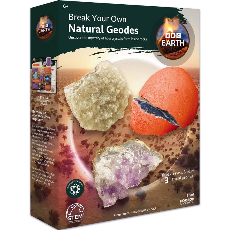 Kids Geodes Science Kit - Natural Crystals, Cracking & Custom Decor Set