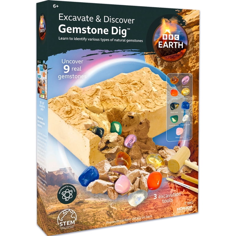 Gemstone Dig Kit for Kids - Excavation & Discover Natural Gems Ages 6+