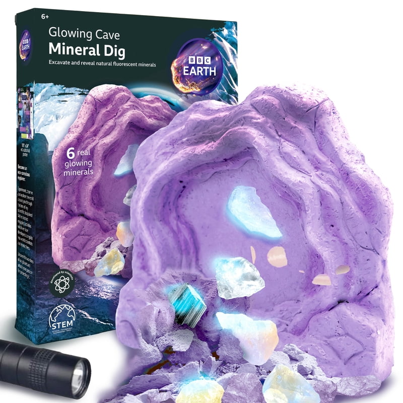 Glowing Cave Mineral Dig Kit for Kids STEM Geology Excavation Set - Ages 6+