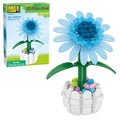 Build-Your-Own Blue Sunflower Brick Kit with Picket Fence Pot - 213 Pieces