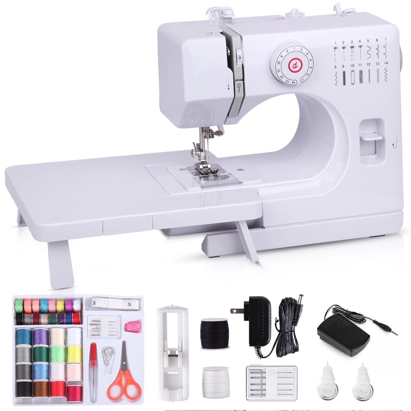 Portable Sewing Machine with 14 Built-in Stitches & Extension Table - Beginner-Friendly