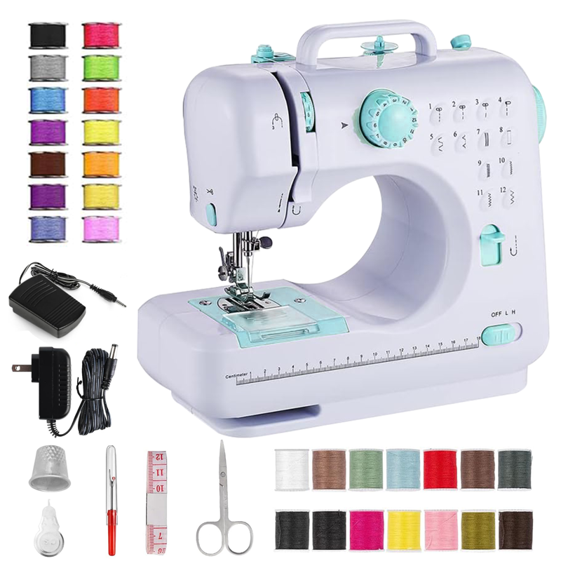 Beginner Sewing Machine with 12 Stitches, Easy Portability & Dual Power