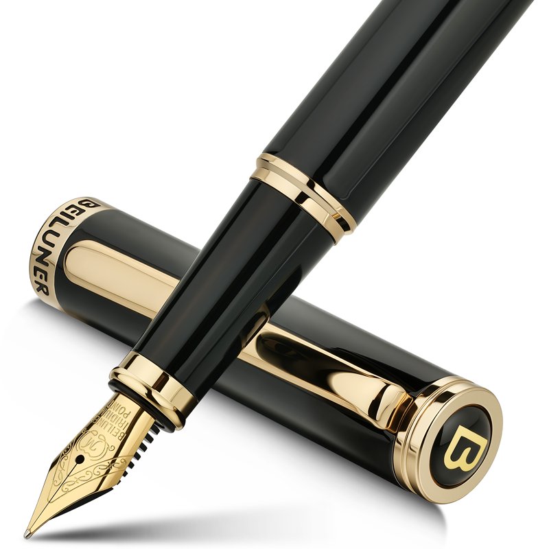 Luxury Fountain Pen with 24K Gold Finish and Gilded Nib - Elegant Gift Set