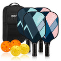 Pickleball Paddles 4-Pack with 4 Balls & Carry Bag - Lightweight 7.9 oz Fiberglass Racket, Non-Slip Grip (Green) - For Men & Women