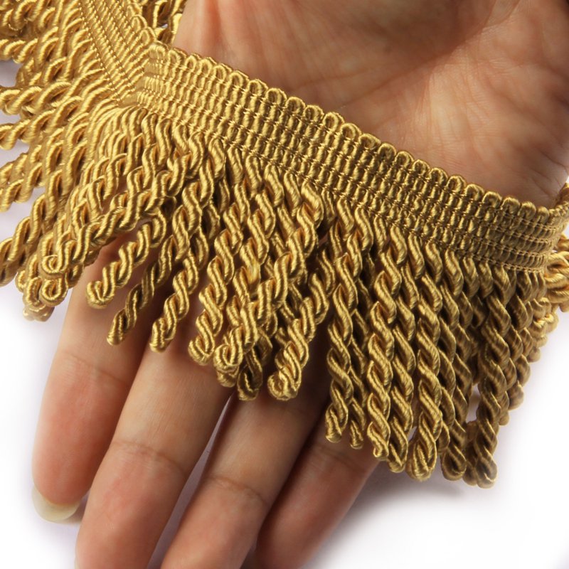 Bullion Fringe Trim 10 Yards - Gold Fabric Edging for Curtains, Cushions & DIY Projects