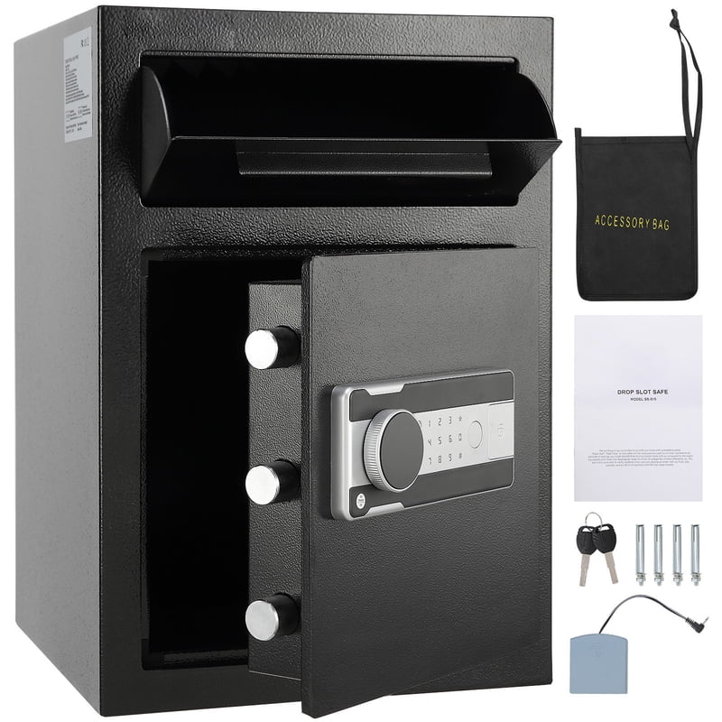 Depository Safe Box with Drop Slot and Emergency Keys - 2.5C Carbon Steel Security Safe