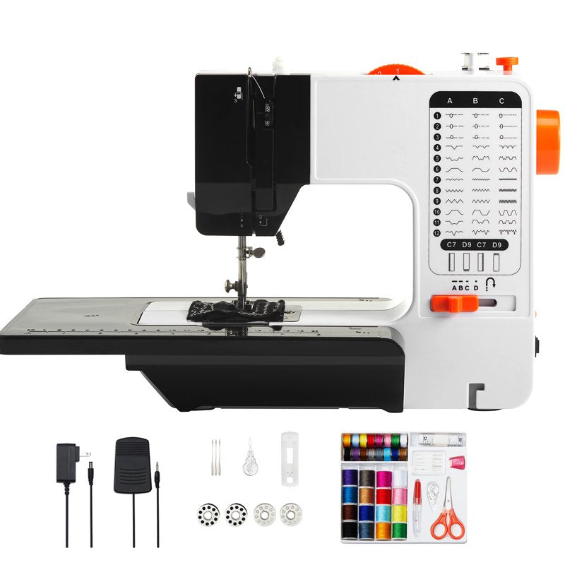 Heavy Duty Sewing Machine with 38 Stitches & Wide Table for Home Use