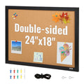 Double-Sided Cork Bulletin Board Wall Mount Notice Board Office Home School with Frame