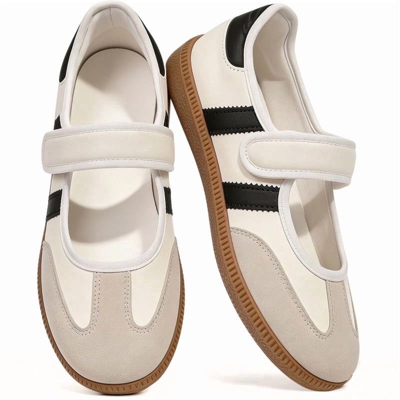 Women’s Mary Jane Style Casual Sneakers with Velcro Strap Non Slip Flat Sole
