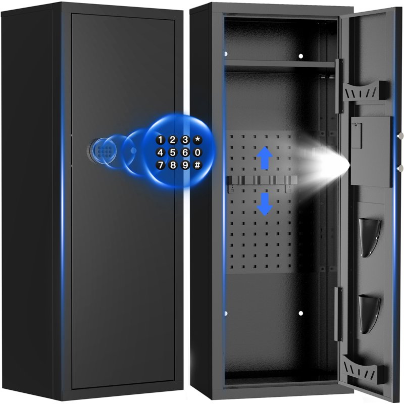 12-15 Gun Cabinet Safe with Quick Access & Removable Shelves