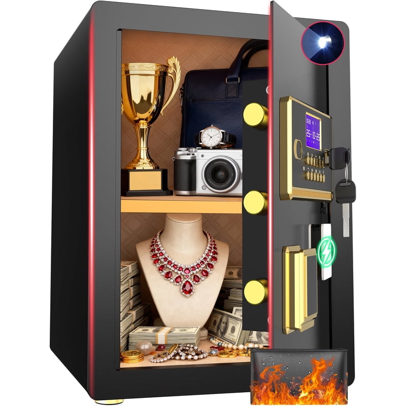 Large Digital Security Safe Box 3.5 Cu Ft with Fireproof Bag & Alarm System