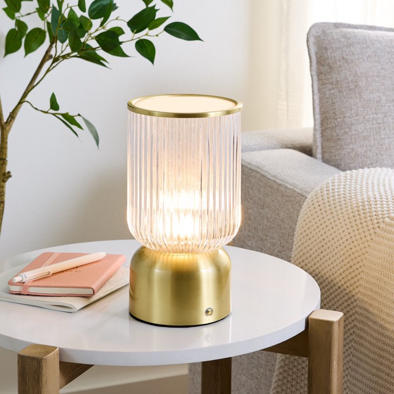9-Inch Glass Uplight with Touch Switch & USB-C Charging - Home Decor Lamp