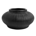 Black Ribbed Ceramic Decorative Vase - Modern Small Tabletop Accent, 4 inches