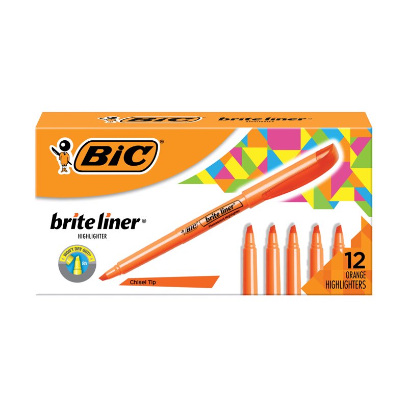 Orange Highlighters Set with Chisel Tip - 12 Pack Bulk Office Supplies