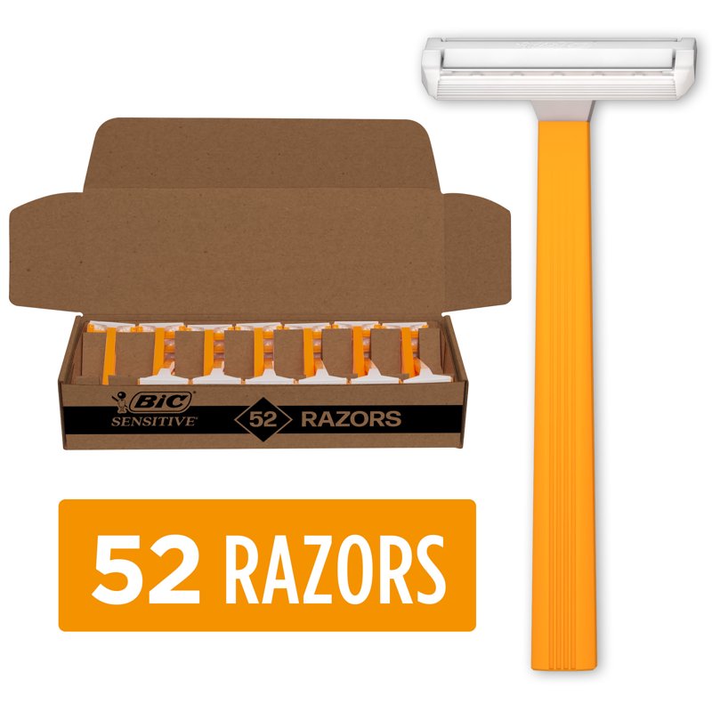 Disposable Men's Razors Sensitive Skin 52-Pack Single Blade Shavers