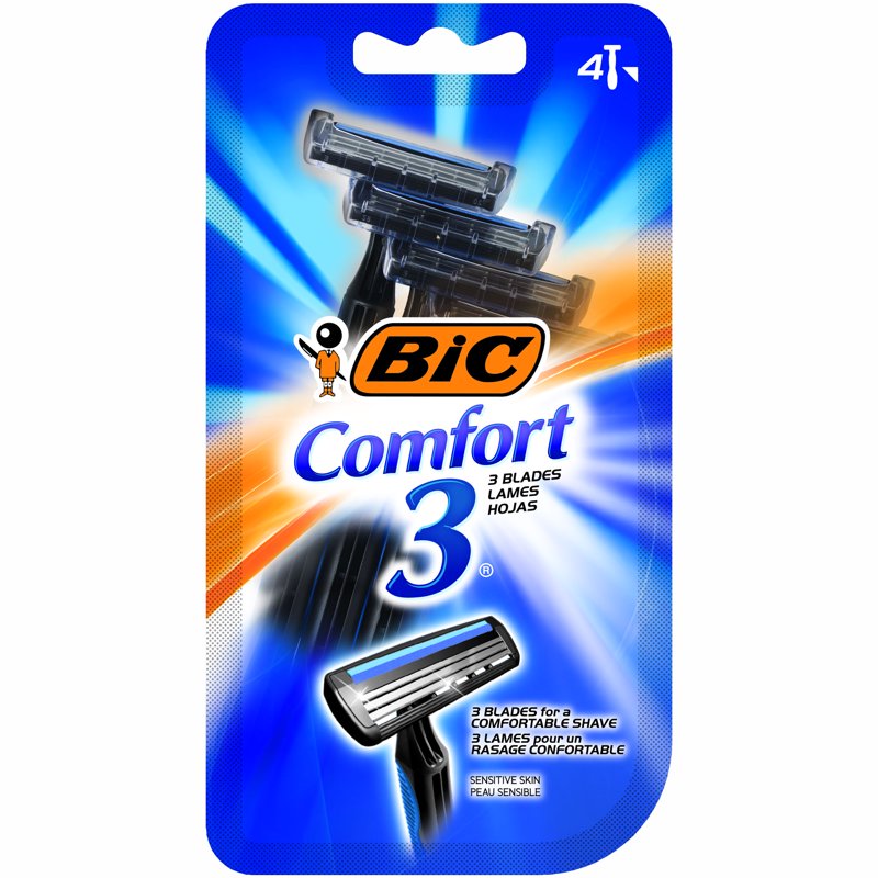 Disposable Men's Razors Set with 3 Blades, Lubricating Strip & Vitamin E - 24 Count