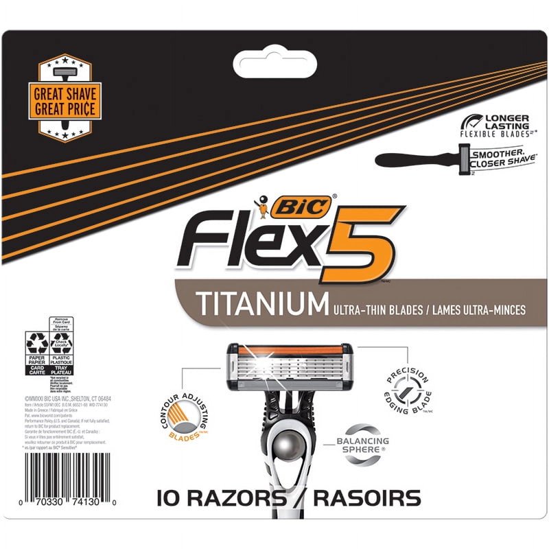 Disposable Men's Razor with 5 Blades - Pack of 10