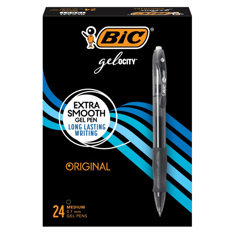 Gel Pen Set - Refillable Black Retractable 0.7mm Point - 24 Pack