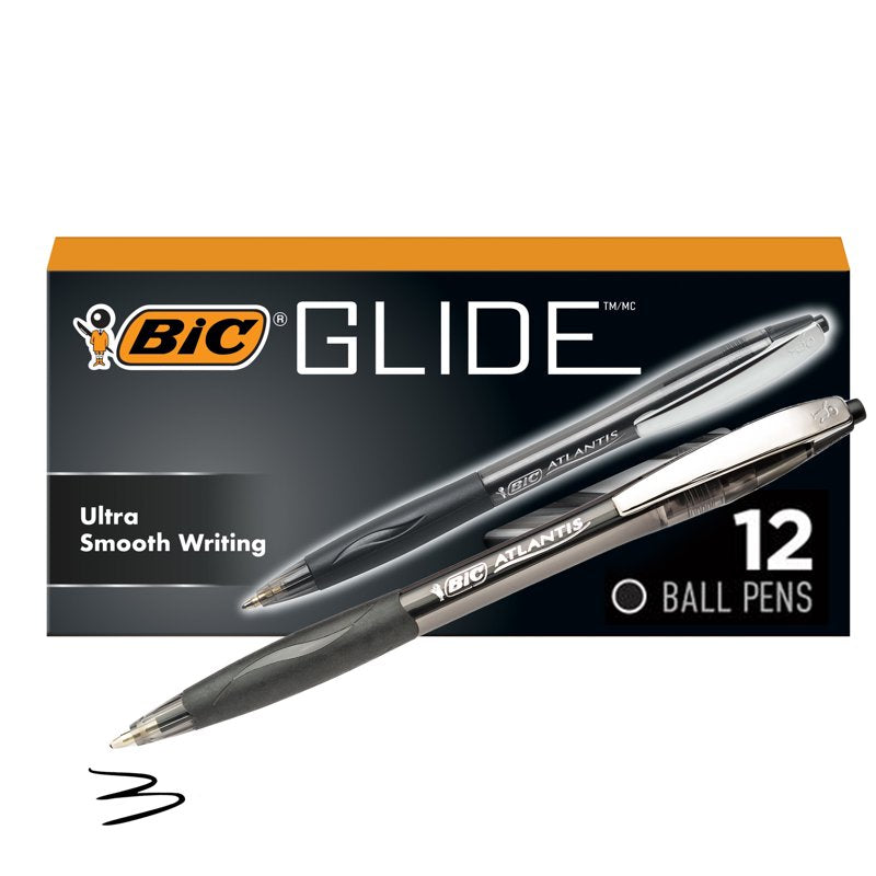 Ballpoint Pen Set - Black Retractable Medium Point 1.0mm, 12 Pack