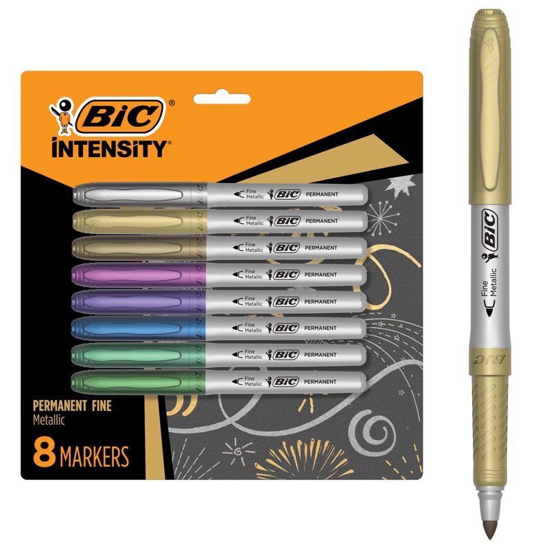 Metallic Permanent Markers Fine Point 8-Color Set - Waterproof & Quick-Drying