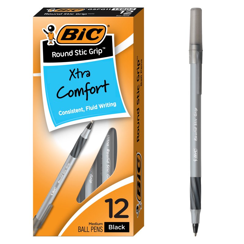 Ballpoint Pen Set - Black, Medium Point 1.2mm, Bulk Pack of 12 or 36