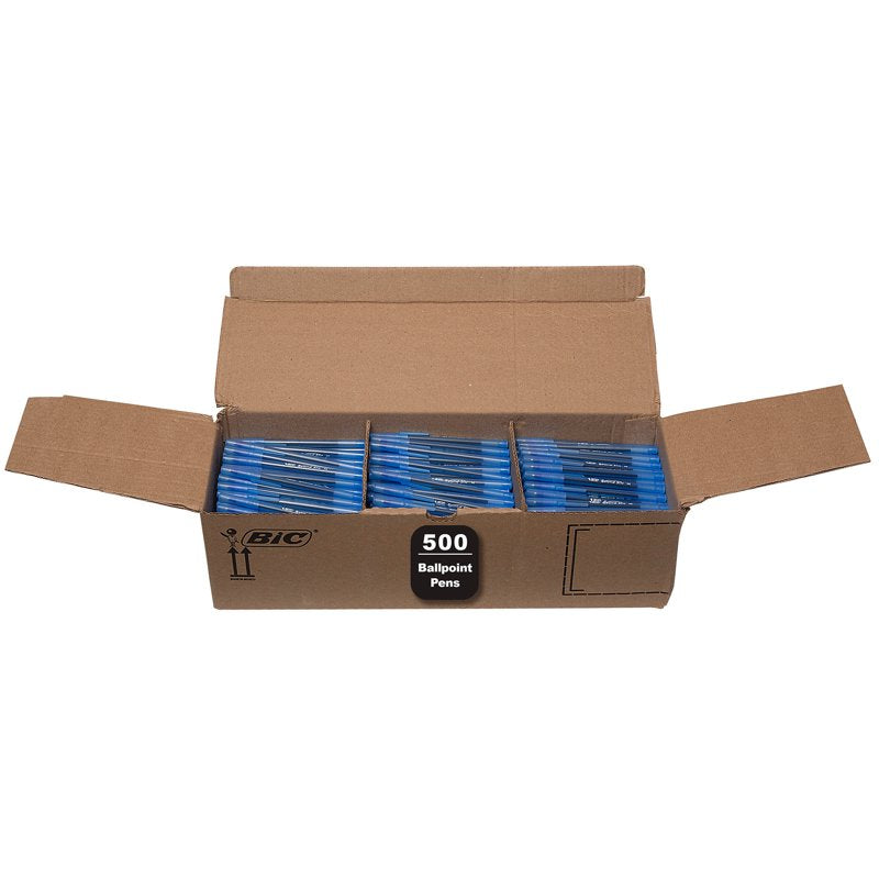 Bulk Blue Ballpoint Pens 1.0mm Medium Point 500 Pack - Reliable Office Writing Supplies