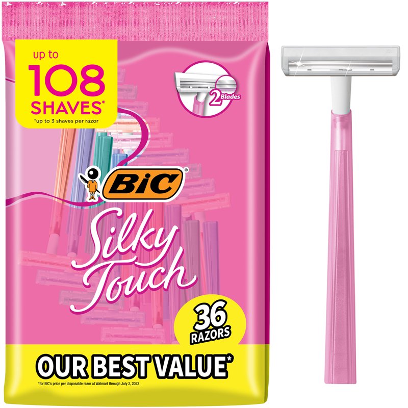 Disposable Razors for Women - 2 Blade, Multi-Color, Travel-Ready, 36 Pack
