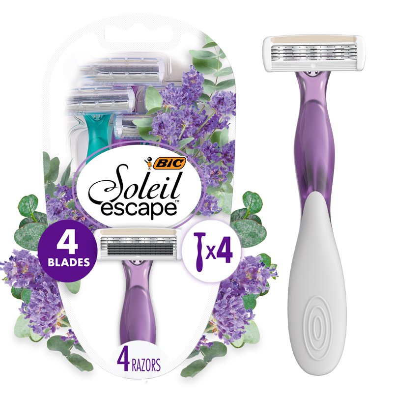 Disposable Women's Razors with Scented Handles, 4-Blade, 12 Pack