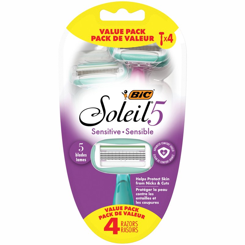 Disposable Women's Razors with 5 Flexible Blades - Sensitive Skin, 4 Count