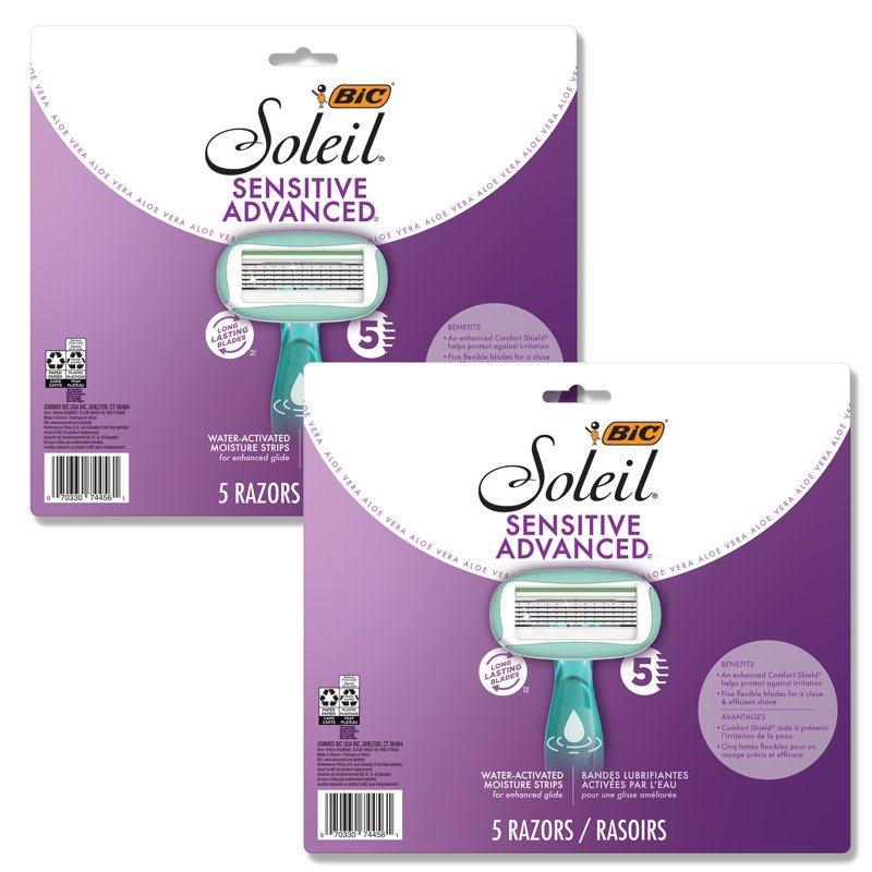 Disposable Women's Razor with Five Blades - Sensitive Skin, 10 Count