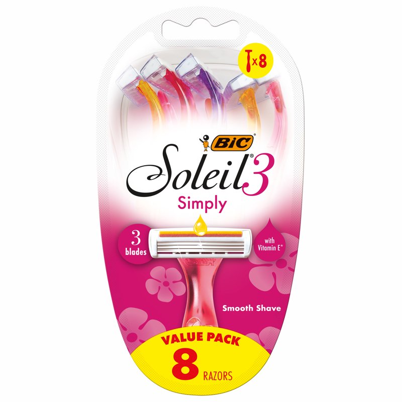 Women's Disposable Razor Set - 3-Blade with Vitamin E, 8 Count