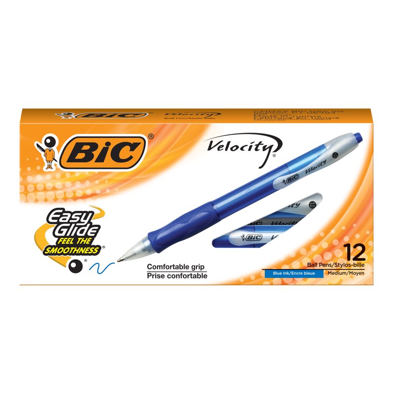 BIC Medium Point Retractable Ball Pen Set 1.0mm Blue 12-Pack