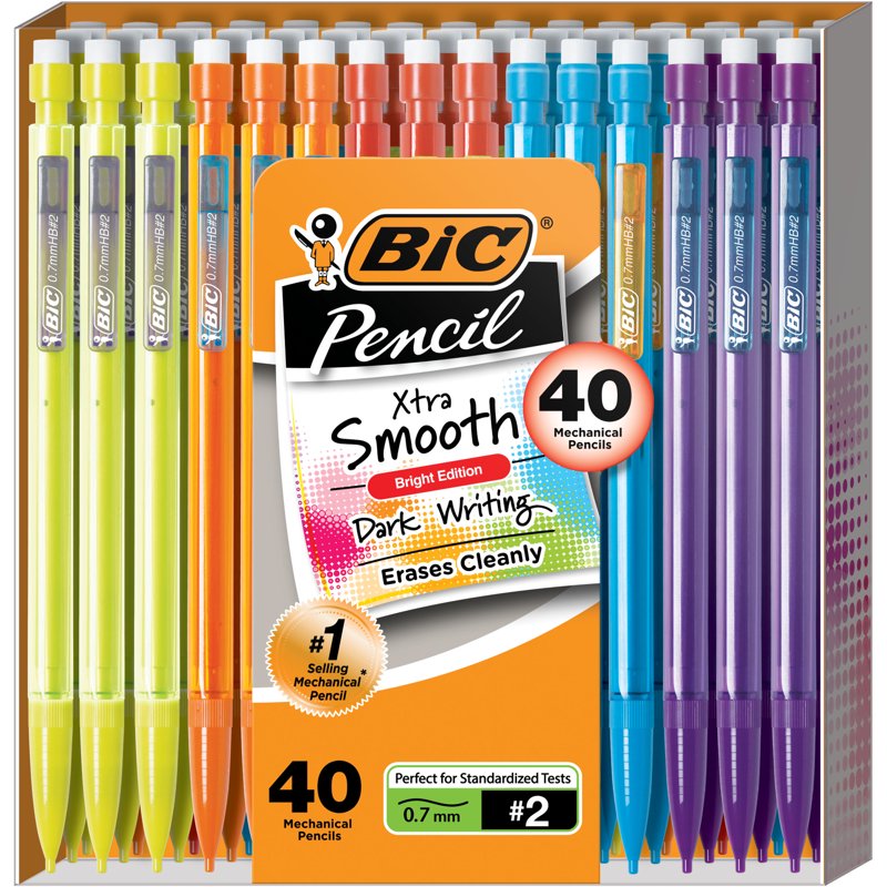 Mechanical Pencils 0.7mm, 40 Pack - Erasable No. 2 Lead for School & Office