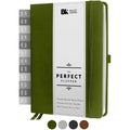 Undated Weekly Monthly Planner with Sticker Set and Bookmark - A5 Personal Organizer, Green Hardcover