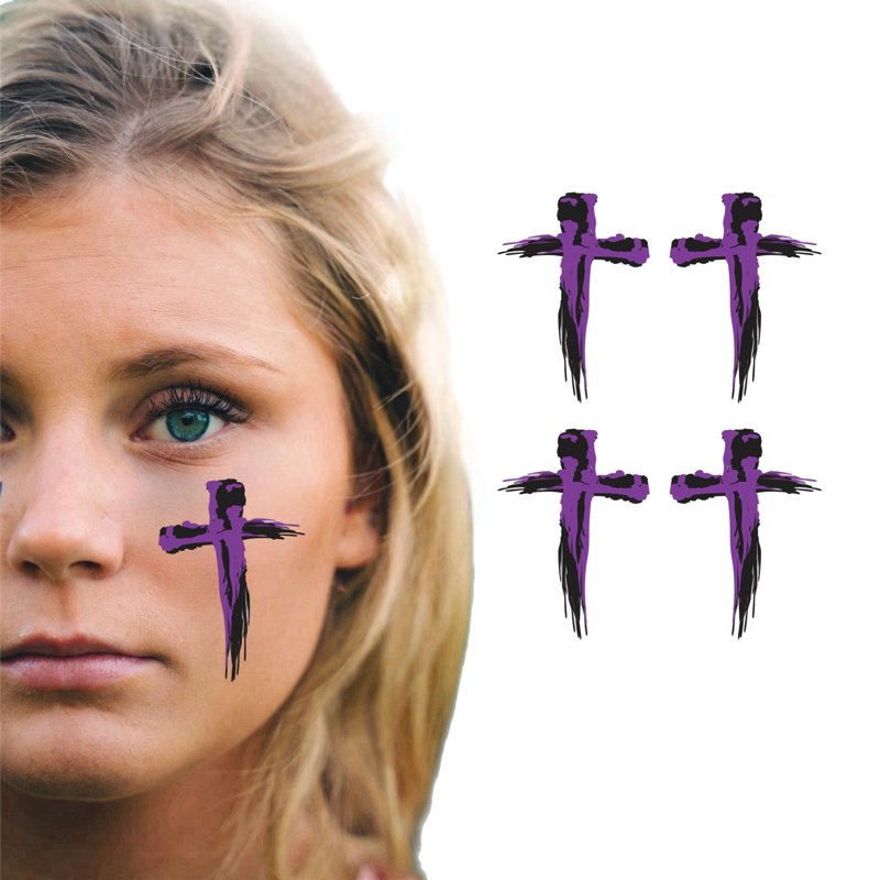 Temporary Eye Black Tattoos - Cross Design, Smudge-Resistant, Water-Apply