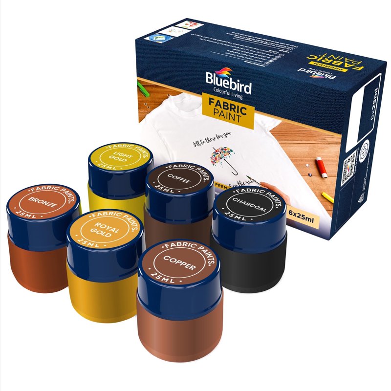 Pearlescent Fabric Paint Set - 6 Colors, Permanent & Washable Textile Paints