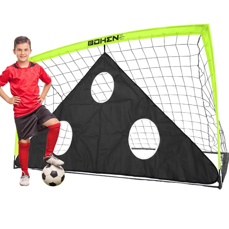 Portable Soccer Goal 6x4 Ft - Easy Fold, Light Green with Carry Bag