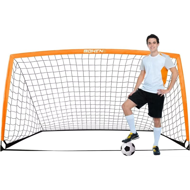BOHEN 9x5 ft Portable Kids Soccer Goal – Orange 9x5FT, 1 Pack with Carry Bag