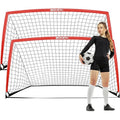 BOHEN 9x5 Ft Portable Soccer Goal - 2 Pack Red with Carry Bag, Easy Fold, Indoor/Outdoor