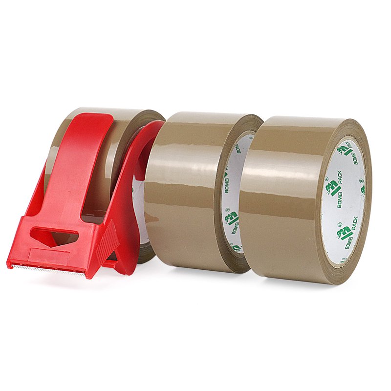 Heavy Duty Brown Packing Tape with Dispenser - 3 Rolls, 55 Yards, 2.4 Mil Thick for Shipping & Moving